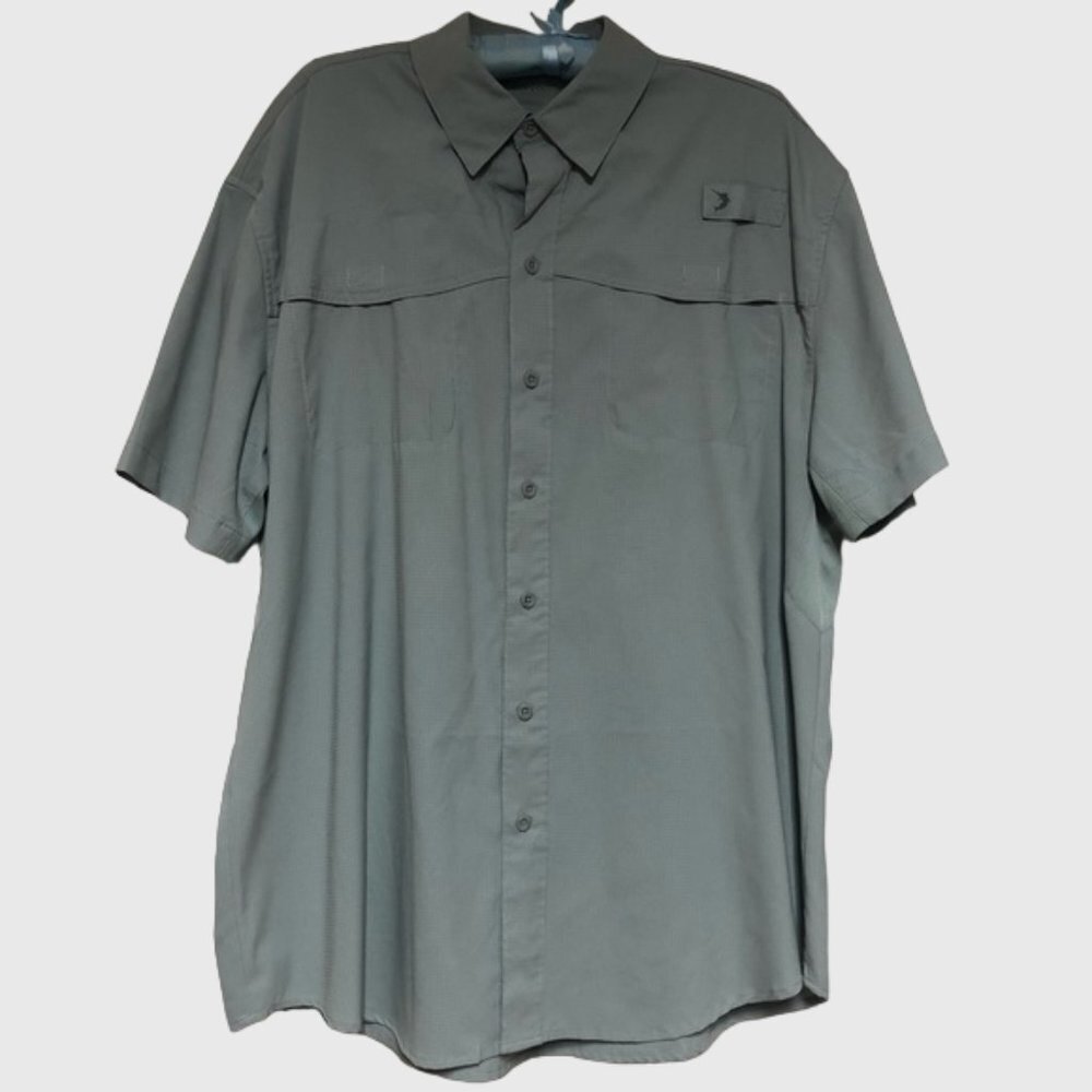 Reel Legends Vented Grey Lightweight Fishing Short Sleeve Shirt Size Large